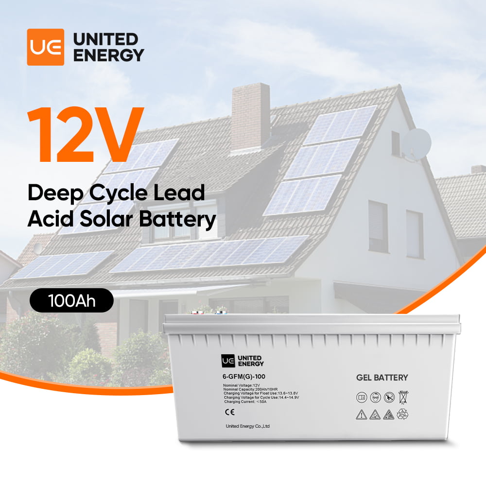 Batterie solaire 100Ah 12V Batterie au plomb Gel Agm pour usage domestique